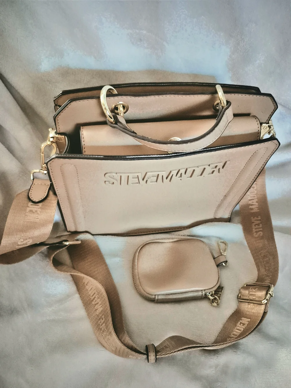 Steve Madden Blush Beige Crossbody Bag with Coin Pouch